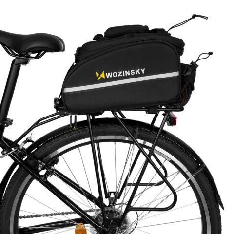 Duża torba rowerowa na bagażnik 35l + pokrowiec przeciwdeszczowy czarny WOZINSKY Duża torba rowerowa na bagażnik 35l + pokrowiec przeciwdeszczowy czarny WOZINSKY