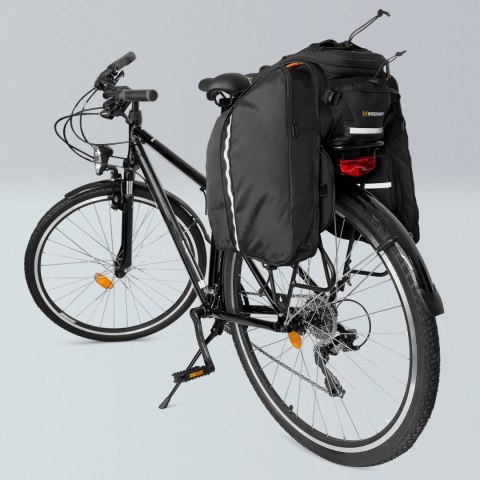 Duża torba rowerowa na bagażnik 35l + pokrowiec przeciwdeszczowy czarny WOZINSKY Duża torba rowerowa na bagażnik 35l + pokrowiec przeciwdeszczowy czarny WOZINSKY