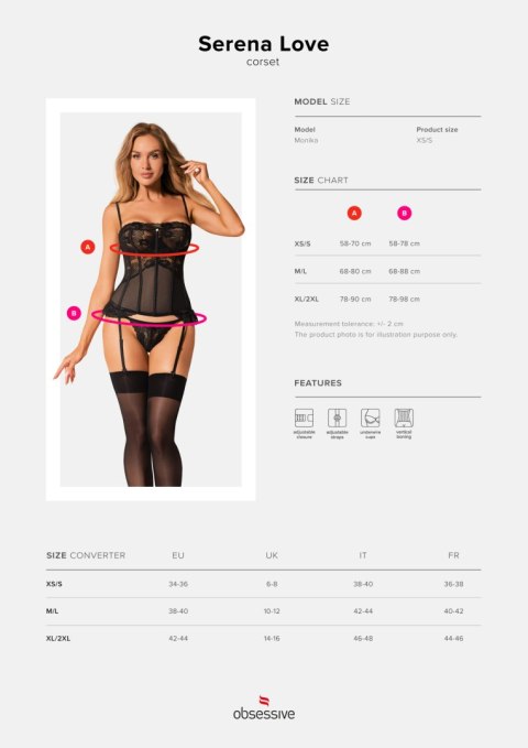 Gorset Serena Love + stringi GRATIS!!! Czarny XL/XXL Gorset Serena Love + stringi GRATIS!!! Czarny XL/XXL