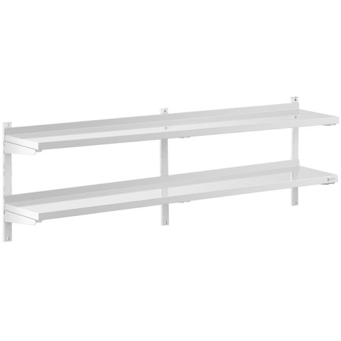 Półka ścienna wisząca gastronomiczna podwójna z regulacją STAL 200 x 30 cm Royal Catering Półka ścienna wisząca gastronomiczna podwójna z regulacją STAL 200 x 30 cm Royal Catering