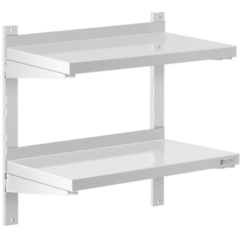 Półka ścienna wisząca gastronomiczna podwójna z regulacją STAL 60 x 30 cm Royal Catering Półka ścienna wisząca gastronomiczna podwójna z regulacją STAL 60 x 30 cm Royal Catering