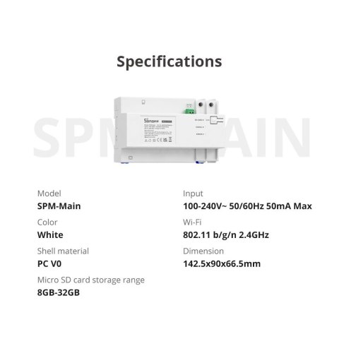 Inteligentny przełącznik miernik mocy WiFi Ethernet SPM-Main SONOFF Inteligentny przełącznik miernik mocy WiFi Ethernet SPM-Main SONOFF