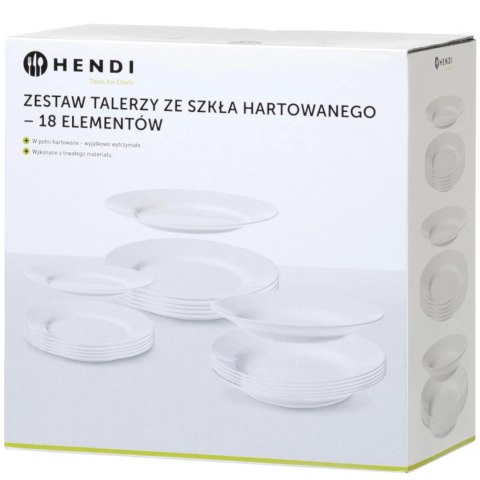 Zestaw talerzy ze szkła hartowanego 18 el. - Hendi 795224 Hendi Zestaw talerzy ze szkła hartowanego 18 el. - Hendi 795224 Hendi