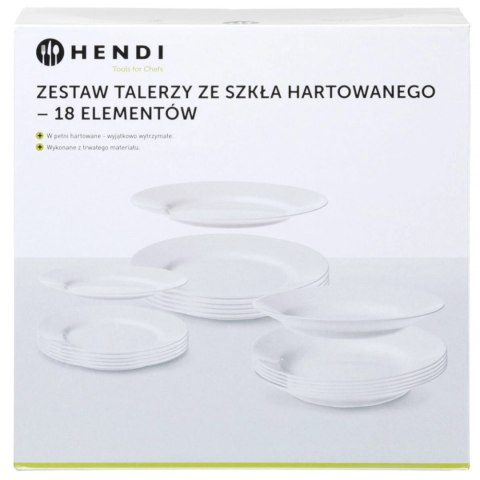 Zestaw talerzy ze szkła hartowanego 18 el. - Hendi 795224 Hendi Zestaw talerzy ze szkła hartowanego 18 el. - Hendi 795224 Hendi