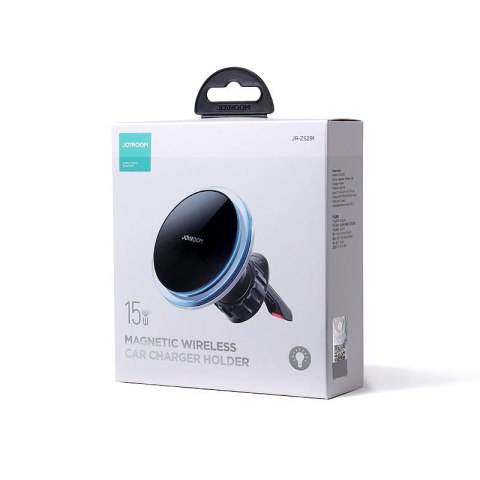 Uchwyt samochodowy do telefonu z ładowarką indukcyjną Qi 15W MagSafe na kratkę srebrny JOYROOM Uchwyt samochodowy do telefonu z ładowarką indukcyjną Qi 15W MagSafe na kratkę srebrny JOYROOM
