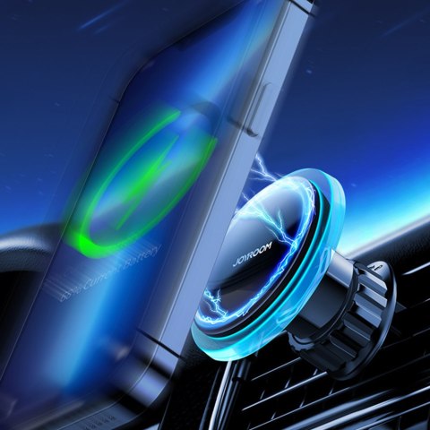 Uchwyt samochodowy do telefonu z ładowarką indukcyjną Qi 15W MagSafe na kratkę srebrny JOYROOM Uchwyt samochodowy do telefonu z ładowarką indukcyjną Qi 15W MagSafe na kratkę srebrny JOYROOM