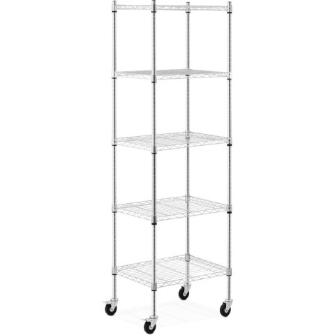 Regał magazynowy druciany ażurowy na kółkach 5 półek do 50 kg 60x45x186 cm Royal Catering Regał magazynowy druciany ażurowy na kółkach 5 półek do 50 kg 60x45x186 cm Royal Catering