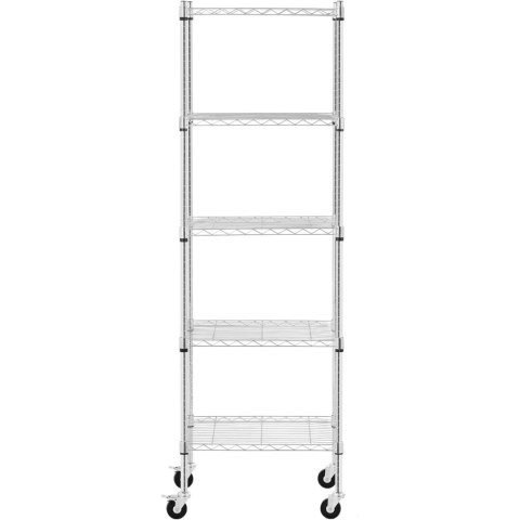 Regał magazynowy druciany ażurowy na kółkach 5 półek do 50 kg 60x45x186 cm Royal Catering Regał magazynowy druciany ażurowy na kółkach 5 półek do 50 kg 60x45x186 cm Royal Catering