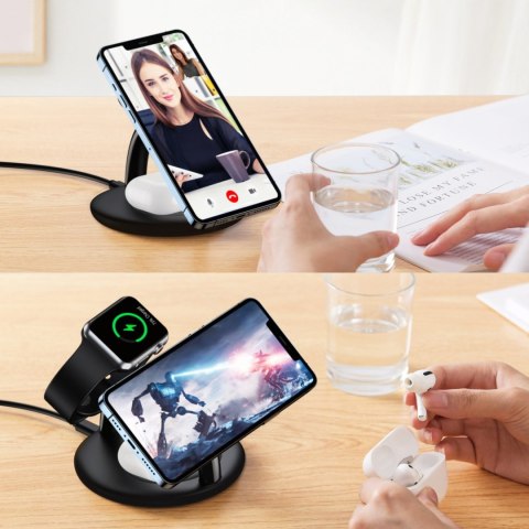 Indukcyjna stacja ładująca do iPhone AirPods Pro Apple Watch 3w1 czarny CHOETECH Indukcyjna stacja ładująca do iPhone AirPods Pro Apple Watch 3w1 czarny CHOETECH