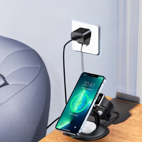 Indukcyjna stacja ładująca do iPhone AirPods Pro Apple Watch 3w1 czarny CHOETECH Indukcyjna stacja ładująca do iPhone AirPods Pro Apple Watch 3w1 czarny CHOETECH