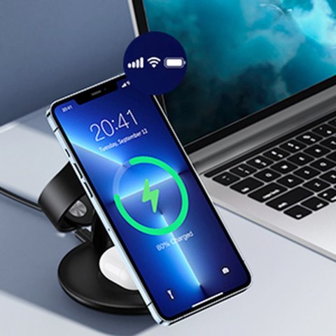 Indukcyjna stacja ładująca do iPhone AirPods Pro Apple Watch 3w1 czarny CHOETECH Indukcyjna stacja ładująca do iPhone AirPods Pro Apple Watch 3w1 czarny CHOETECH