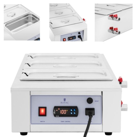 Podgrzewacz do czekolady sosów polew elektryczny 3 x 3.2 l 1500 W Royal Catering Podgrzewacz do czekolady sosów polew elektryczny 3 x 3.2 l 1500 W Royal Catering