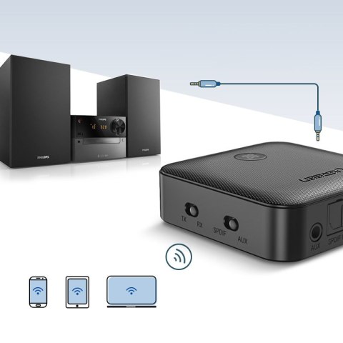 2w1 Nadajnik + odbiornik transmiter Bluetooth 5.0 do muzyki czarny UGREEN 2w1 Nadajnik + odbiornik transmiter Bluetooth 5.0 do muzyki czarny UGREEN
