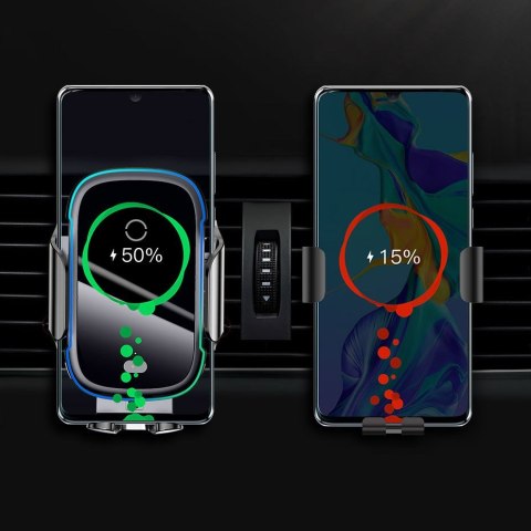 Automatyczny elektryczny uchwyt samochodowy bezprzewodowa ładowarka Qi 15W czarny BASEUS Automatyczny elektryczny uchwyt samochodowy bezprzewodowa ładowarka Qi 15W czarny BASEUS