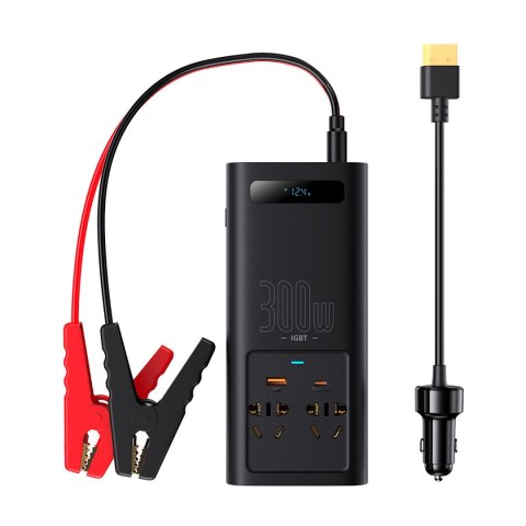Samochodowa przetwornica napięcia prądu 12V - 220V IGBT 300W (wtyczka CN/EU) czarny BASEUS Samochodowa przetwornica napięcia prądu 12V - 220V IGBT 300W (wtyczka CN/EU) czarny BASEUS