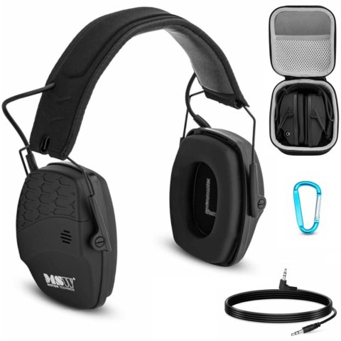 Słuchawki ochronne wygłuszające zagłuszki aktywne strzeleckie AUX Bluetooth - czarne MSW