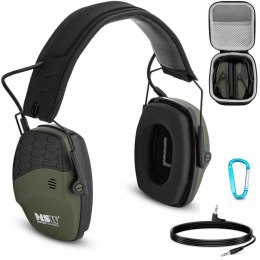 Słuchawki ochronne wygłuszające zagłuszki aktywne strzeleckie AUX Bluetooth - zielone MSW