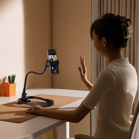Uniwersalny uchwyt stojak na telefon na szyję ComfortJoy Series czarny BASEUS Uniwersalny uchwyt stojak na telefon na szyję ComfortJoy Series czarny BASEUS