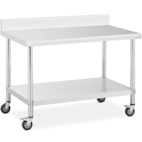 Stół metalowy gastronomiczny na kółkach z półką i rantem STAL 70 x 120 cm Royal Catering Stół metalowy gastronomiczny na kółkach z półką i rantem STAL 70 x 120 cm Royal Catering