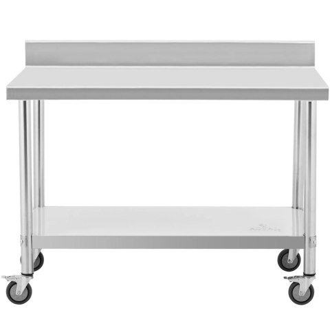 Stół metalowy gastronomiczny na kółkach z półką i rantem STAL 70 x 120 cm Royal Catering Stół metalowy gastronomiczny na kółkach z półką i rantem STAL 70 x 120 cm Royal Catering