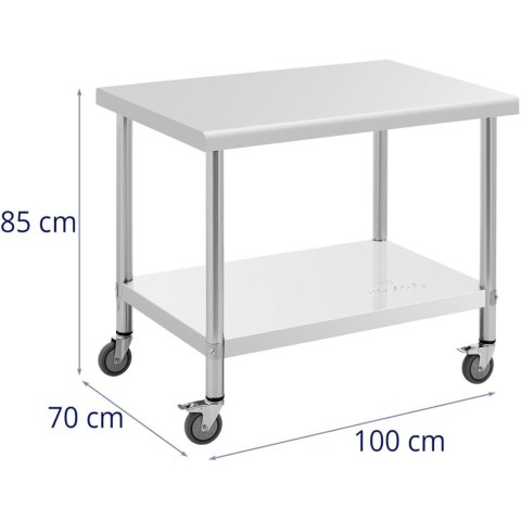 Stół metalowy gastronomiczny na kółkach z półką STAL 70 x 100 cm Royal Catering Stół metalowy gastronomiczny na kółkach z półką STAL 70 x 100 cm Royal Catering