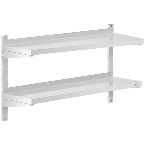 Półka ścienna wisząca gastronomiczna podwójna z regulacją STAL 100 x 30 cm Royal Catering Półka ścienna wisząca gastronomiczna podwójna z regulacją STAL 100 x 30 cm Royal Catering