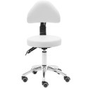 Krzesło kosmetyczne obrotowe z oparciem na kółkach 48-55 cm BULLE - białe Physa