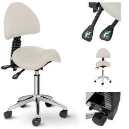 Krzesło kosmetyczne siodłowe z oparciem obrotowe regulowane BERLIN - beżowe Physa
