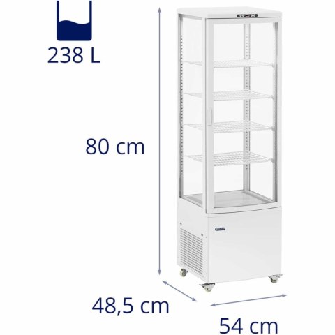 Witryna chłodnicza ekspozycyjna przeszklona 4 półki 238 l - biała Royal Catering Witryna chłodnicza ekspozycyjna przeszklona 4 półki 238 l - biała Royal Catering