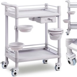 Wózek laboratoryjny kosmetyczny 2 półki 1 szuflada 3 pojemniki 72 x 65 x 91 cm 20 kg Steinberg Systems