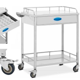 Wózek laboratoryjny zabiegowy kosmetyczny STAL 2 półki 1 szuflada 71 x 44 x 87 cm 40 kg Steinberg Systems