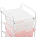 Wózek pomocnik kosmetyczny fryzjerski łazienkowy 4 szuflady 36 x 32 x 76 cm - różowo biały Physa