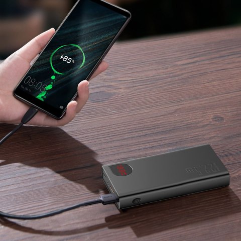 Adaman powerbank z szybkim ładowaniem 20000mAh 22.5W kabel USB-C 0.3m czarny BASEUS Adaman powerbank z szybkim ładowaniem 20000mAh 22.5W kabel USB-C 0.3m czarny BASEUS