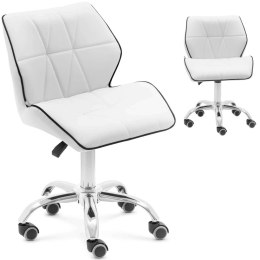 Krzesło kosmetyczne obrotowe z oparciem na kółkach 45-59 cm ELGG - białe Physa