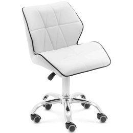 Krzesło kosmetyczne obrotowe z oparciem na kółkach 45-59 cm ELGG - białe Physa