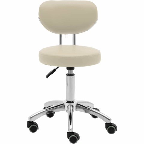 Krzesło kosmetyczne obrotowe z oparciem na kółkach 46-60 cm ASCONA - ciemny beż Physa Krzesło kosmetyczne obrotowe z oparciem na kółkach 46-60 cm ASCONA - ciemny beż Physa