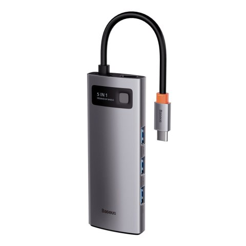 Multifunkcjonalny HUB USB 5w1 USB-C PD 100W HDMI szary BASEUS Multifunkcjonalny HUB USB 5w1 USB-C PD 100W HDMI szary BASEUS