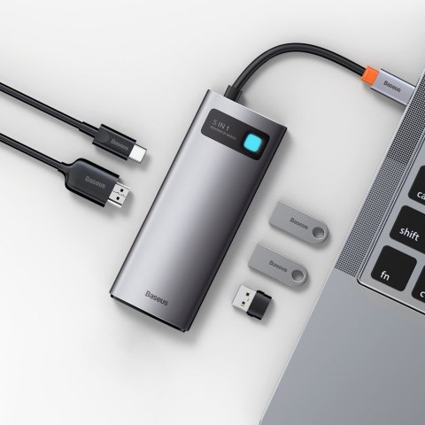 Multifunkcjonalny HUB USB 5w1 USB-C PD 100W HDMI szary BASEUS Multifunkcjonalny HUB USB 5w1 USB-C PD 100W HDMI szary BASEUS