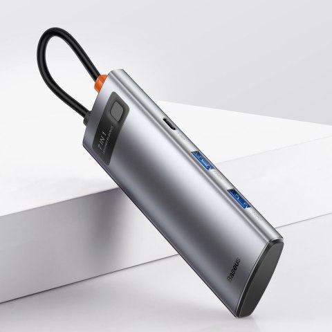 Multifunkcjonalny HUB USB 7w1 Typ C HDMI czytnik kart TF PD szary BASEUS Multifunkcjonalny HUB USB 7w1 Typ C HDMI czytnik kart TF PD szary BASEUS