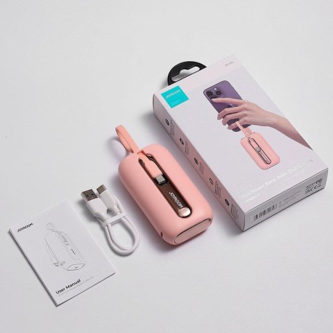 Powerbank 10000mAh Colorful Series 22.5W z kablami USB-C i Iphone Lightning różowy JOYROOM Powerbank 10000mAh Colorful Series 22.5W z kablami USB-C i Iphone Lightning różowy JOYROOM