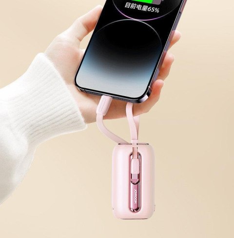 Powerbank 10000mAh Colorful Series 22.5W z kablami USB-C i Iphone Lightning różowy JOYROOM Powerbank 10000mAh Colorful Series 22.5W z kablami USB-C i Iphone Lightning różowy JOYROOM