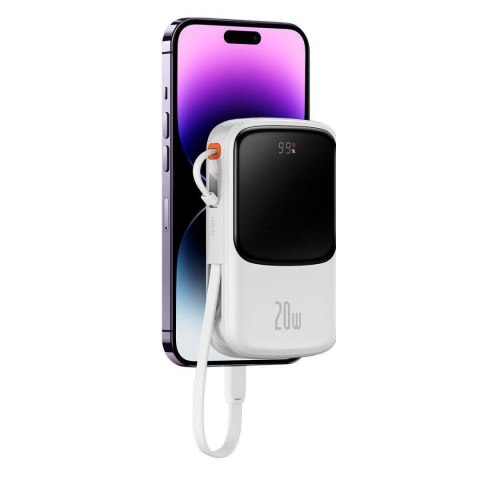 Powerbank z szybkim ładowaniem 10000mAh 20W QC-PD-SCP-FCP kabel Iphone Lightning biały BASEUS Powerbank z szybkim ładowaniem 10000mAh 20W QC-PD-SCP-FCP kabel Iphone Lightning biały BASEUS