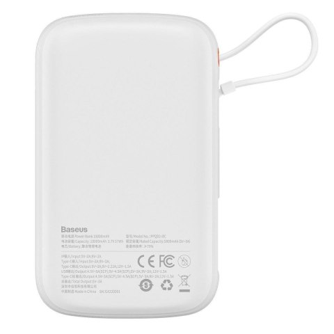 Powerbank z szybkim ładowaniem 10000mAh 22.5W QC-PD-SCP-FCP kabel USB-C biały BASEUS Powerbank z szybkim ładowaniem 10000mAh 22.5W QC-PD-SCP-FCP kabel USB-C biały BASEUS