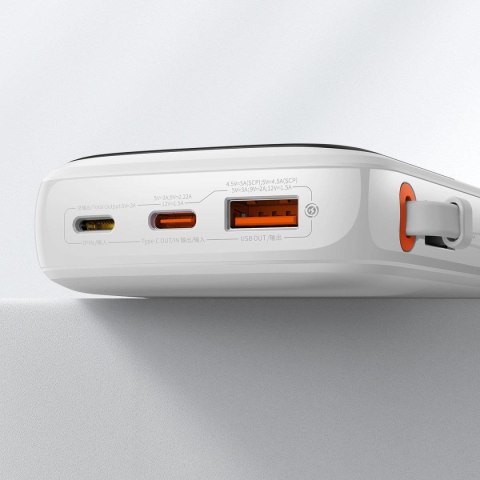 Powerbank z szybkim ładowaniem 10000mAh 22.5W QC-PD-SCP-FCP kabel USB-C biały BASEUS Powerbank z szybkim ładowaniem 10000mAh 22.5W QC-PD-SCP-FCP kabel USB-C biały BASEUS