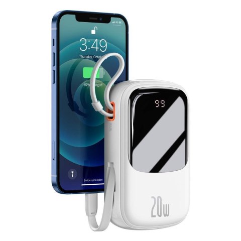 Powerbank z szybkim ładowaniem 20000mAh 20W QC-PD-SCP-FCP kabel Iphone Lightning biały BASEUS Powerbank z szybkim ładowaniem 20000mAh 20W QC-PD-SCP-FCP kabel Iphone Lightning biały BASEUS