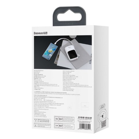 Qpow powerbank 10000mAh wbudowany kabel USB Typu C 22.5W Quick Charge biały BASEUS Qpow powerbank 10000mAh wbudowany kabel USB Typu C 22.5W Quick Charge biały BASEUS