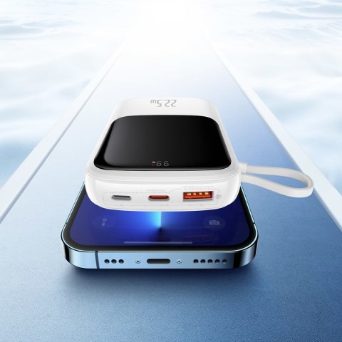 Qpow powerbank 10000mAh wbudowany kabel USB Typu C 22.5W Quick Charge biały BASEUS Qpow powerbank 10000mAh wbudowany kabel USB Typu C 22.5W Quick Charge biały BASEUS