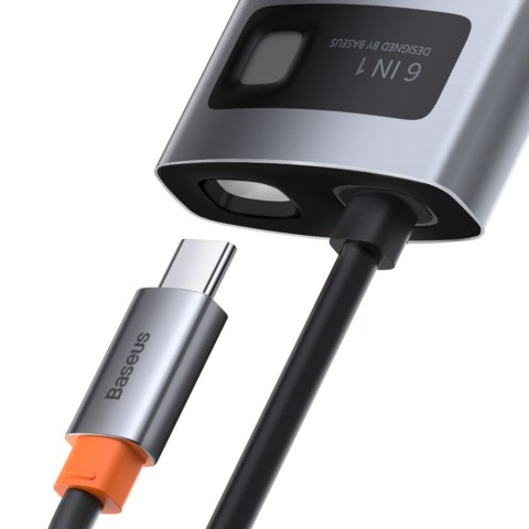 Wielofunkcyjny HUB 6w1 USB USB-C PD HDMI 3x USB 3.2 RJ45 Szary BASEUS Wielofunkcyjny HUB 6w1 USB USB-C PD HDMI 3x USB 3.2 RJ45 Szary BASEUS