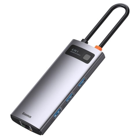 Wielofunkcyjny HUB 6w1 USB USB-C PD HDMI 3x USB 3.2 RJ45 Szary BASEUS Wielofunkcyjny HUB 6w1 USB USB-C PD HDMI 3x USB 3.2 RJ45 Szary BASEUS