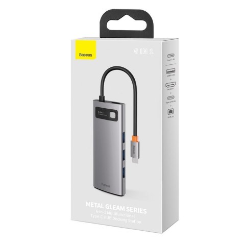 Wielofunkcyjny HUB 6w1 USB USB-C PD HDMI 3x USB 3.2 RJ45 Szary BASEUS Wielofunkcyjny HUB 6w1 USB USB-C PD HDMI 3x USB 3.2 RJ45 Szary BASEUS